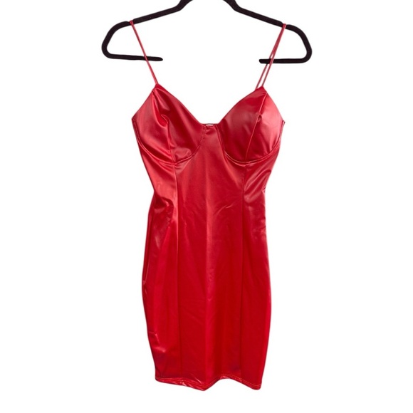 Ping Red Mini Dress with Spaghetti Straps - Picture 1 of 4